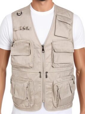 NWOT Men’s Fishing Vest Outdoor Work Safari Travel Photo Vest with Multi Pockets
